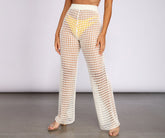 Pantalon large taille haute au crochet